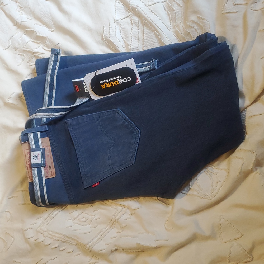 Levi's 501 Custom Taper Color Block Skate Jeans + White Oak Cone Selvedge Belt - Picture 16 of 16